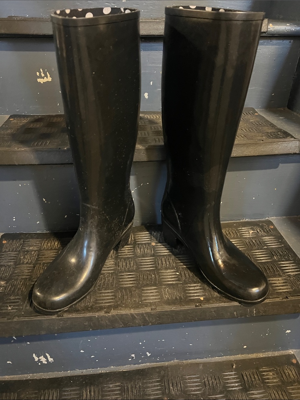 kate spade Black Tall Women's Rain Boots with Polka Dot Lining